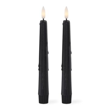 K&K Interiors Set of 2 8 Inch Black LED Drip Candles w/Timer