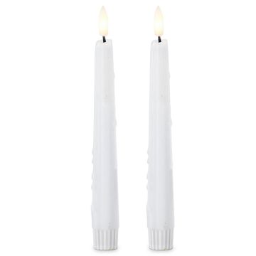 K&K Interiors Set of 2 8 Inch White LED Drip Candles with Timer