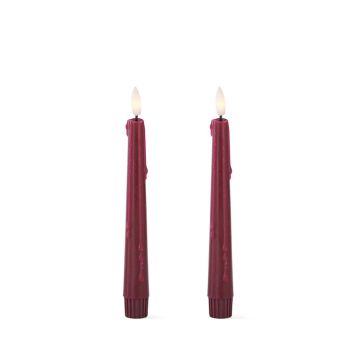 K&K Interiors  Set of 2 8 Inch Burgundy LED Drip Candles with Timer