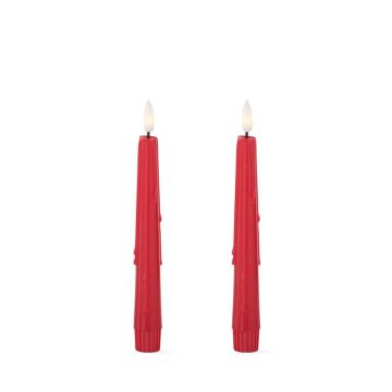 K&K Interiors Set of 2 8 Inch Red LED Drip Candles with Timer