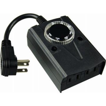 Tru-Guard Outdoor Mechanical Electrical Timer with Count Down 3-Prong Plug 2 Outlets