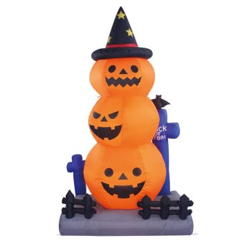 Celebrations Pumkin Tower with Witch Hat Inflatable, 6 ft