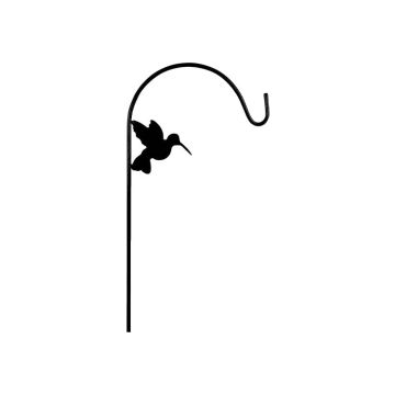 American Gardenworks™ Floral Basket Hanger with Hummingbird Single Arm Shepherd's Hook Black 65x12IN