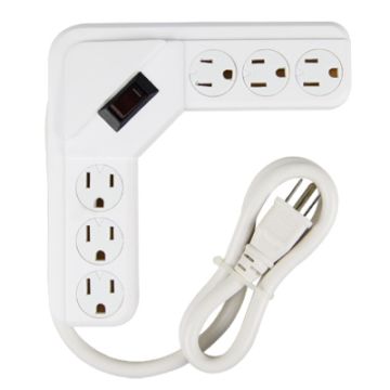 MASTER ELECTRICIAN, Power Strip, 6-Outlet, White   