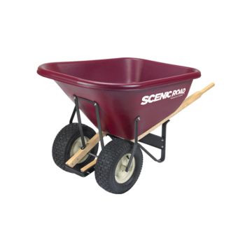 Scenic Roads Poly Wheelbarrow, 4-Ply Knobby Tires, Maroon, 10-Cu.-Ft.