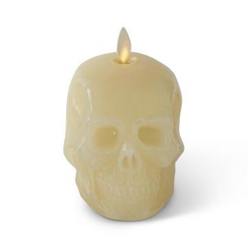 K&K Interiors Cream Wax Skull Luminara Indoor Candle, 3.75 x 4.25 Inch