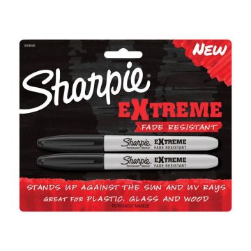 Sharpie Extreme Black Fine Tip Permanent Marker, 2 pk