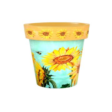 Zest Pot Watercolor Sunflower Pot, 8.5"