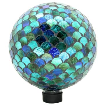 Very Cool Stuff! Glass Gazing Globe 10in - Blue/Green Geometric