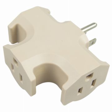 MASTER ELECTRICIAN, Heavy-Duty Adapter, 3-Outlets, Beige   