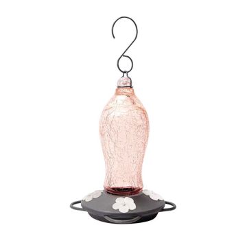 Nature's Way Artisan Glass Gravity Hummingbird Feeder, 16 oz