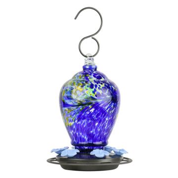 Nature's Way Artisan Glass Gravity Hummingbird Feeder, 28 oz