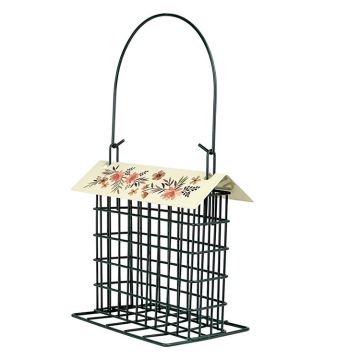 Wild Wings Decorative Floral Metal Suet Cage Bird Feeder with Roof