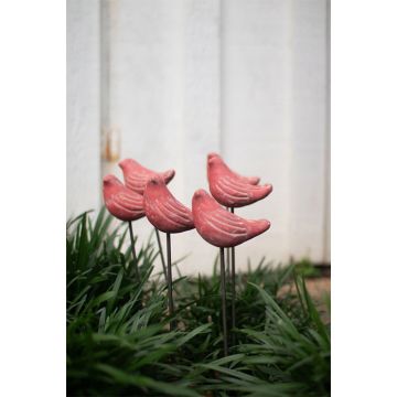 Kalalou Clay Red Bird Plant Stake, 1 Pack