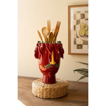 Kalalou Ceramic Produce Head Planter / Red Peppers