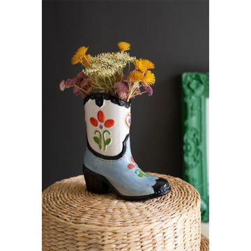 Kalalou Ceramic Cowboy Boot Vase