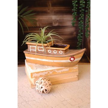Kalalou Ceramic Boat Planter