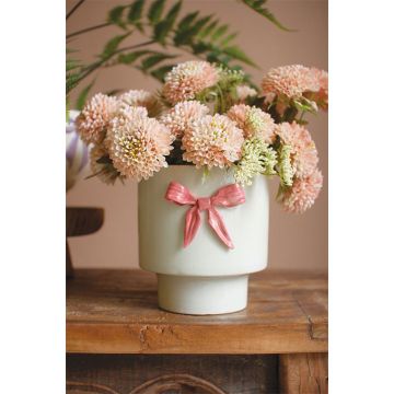 Kalalou Ceramic Flower Pot with Pink Bow