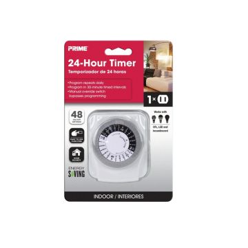 Prime Indoor Mechanical Timer 125 V White 1 Plug