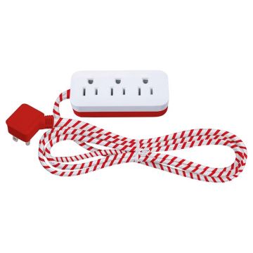 Globe Electric 8 ft. L 3 outlets Power Strip Red/White