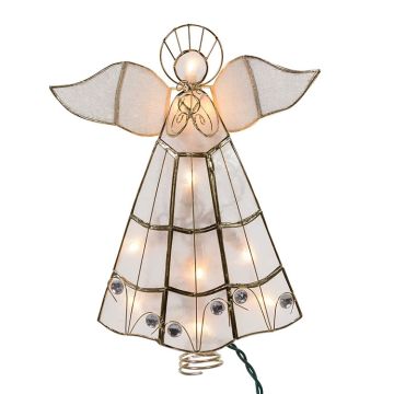 Kurt Adler 10.5“ UL 10-Light Capiz Angel With Trumpet Treetop