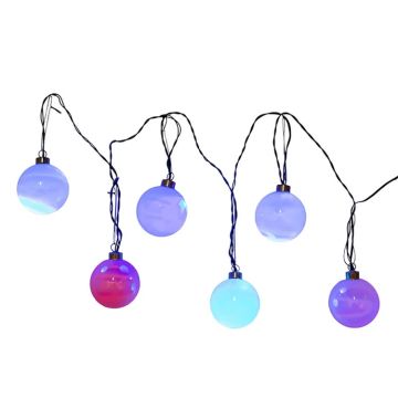 Kurt Adler 7.5' 6 80MM Glass Ball Ornament Color-Changing LED Light Set