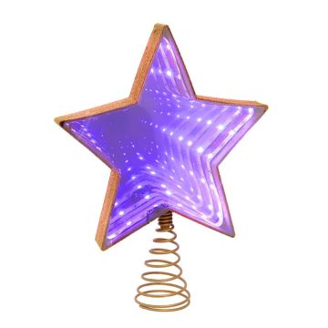 Kurt Adler 11.5“ UL 22L Multicolor Infinity Effect SMD LED Gold Glitter Star Treetop