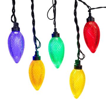 Kurt Adler 10-Piece Multicolor LED Faceted C9 String with Yard Stakes