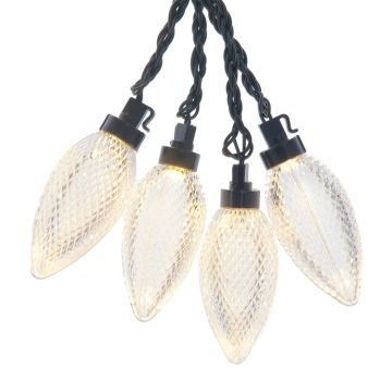 Kurt Adler 10-Piece Warm White LED Faceted C9 String with Yard Stakes