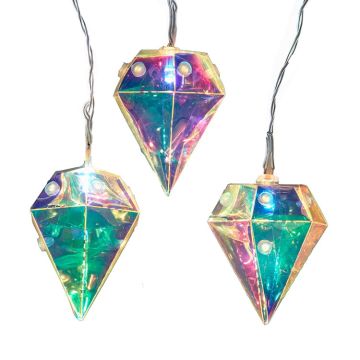 Kurt Adler UL 10L Warm White LED Iridescent Diamond Light Set