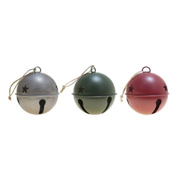 Haute Decor 85mm Jingle Bell Ornaments 3-pack, Assorted