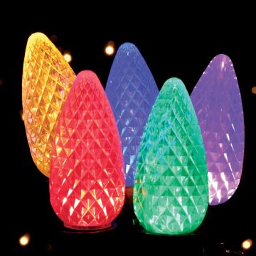 Holiday Bright Lights LED C9 Facet Multi-Colored 75 Lights Green Cord 74FT