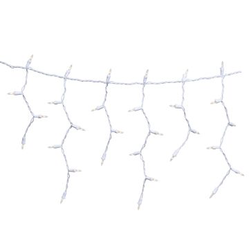 Holiday Bright Lights LED T5 Classic Icicle Light Warm White 100 Lights White Cord 9.6FT