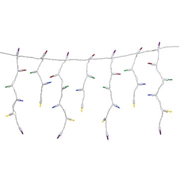 Holiday Bright Lights LED T5 Classic Icicle Light Multi-Colored 100 Lights White Cord 9.6FT