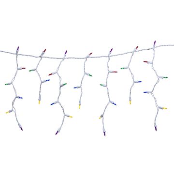 Holiday Bright Lights LED T5 Classic Icicle Light Multi-Colored 300 Lights White Cord 19.6FT