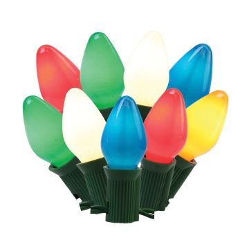 Holiday Bright Lights LED C7 Classic Retro Multi-Color Opaque 25 Lights Green Cord 24FT