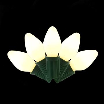 Holiday Bright Lights LED C7 Classic Retro Warm White Opaque 25 Lights Green Cord 24FT