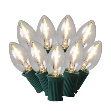 Holiday Bright Lights LED C7 Classic Retro Warm White Clear 25 Lights Green Cord 24FT