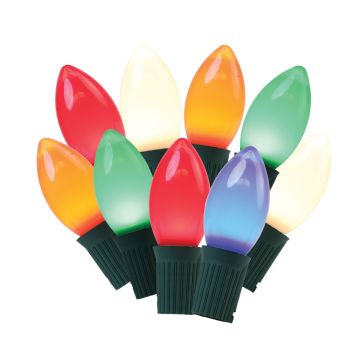 Holiday Bright Lights LED C9 Classic Retro Multi-Color Opaque 25 Lights Green Cord 24FT