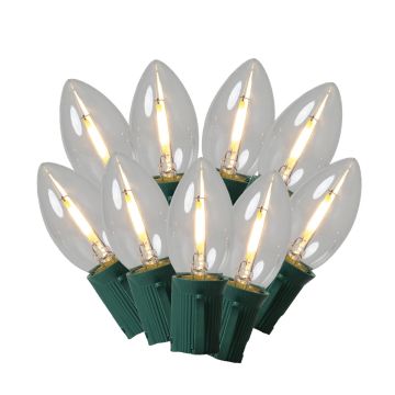 Holiday Bright Lights LED C9 Classic Retro Warm White Clear 25 Lights Green Cord 24FT