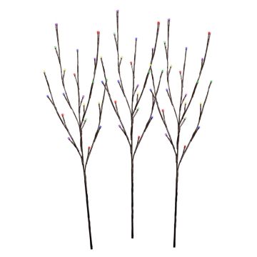 Holiday Bright Lights LED Twigs Multi-Colored 60 Lights Brown Branches Cordless Rechargeable 3 Pack