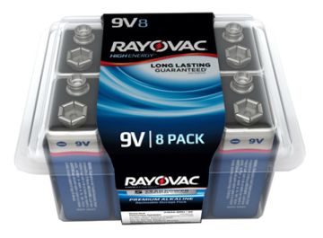 RAYOVAC, High Energy 9 Volt (9V) Alkaline Batteries, 8 Pack   