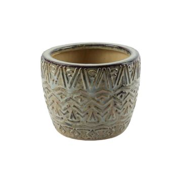 A&B Floral Terracotta Pot Grey Brown Tan