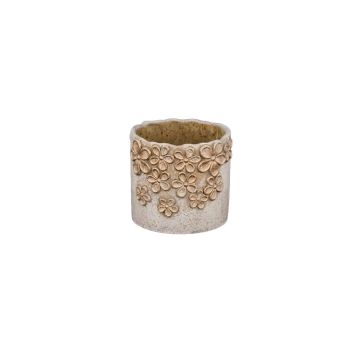 A&B Floral Cement Flower Pot Antique Gold