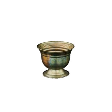 A&B Floral Tin Small Compote Brown Patina