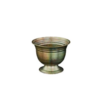 A&B Floral Tin Compote Brown Patina