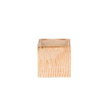 A&B Floral Grooved Stoneware Cube Pot Cream