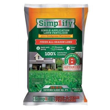 Simplify Single Application Lawn Fertilizer with Crabgrass Preventer 34-0-6 34lb bag