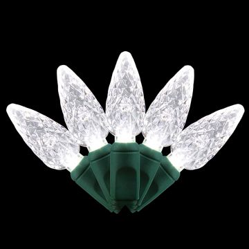 Holiday Bright Lights LED C6 Facet Pure White String Lights