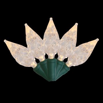 Holiday Bright Lights LED C6 Diamond Cut Warm White 50 Lights Green Cord 25FT